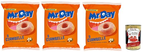 Mr.Day - Ciambelle mit natürlicher Vanille aus Beeren, laktosefreier und palmölfreier Snack, ideal zum Frühstück, Snack oder Nachmittag, 3x 320 gr + Italian Gourmet polpa 400g von Italian Gourmet E.R.