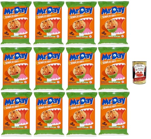 Mr.Day - Glutenfreie Muffins mit dunklen Schokoladennuggets, laktosefreier und palmölfreier Snack, ideal zum Frühstück, Snack oder Kuchen, Gluten free, 12x 252 gr + Italian Gourmet polpa 400g von Italian Gourmet E.R.