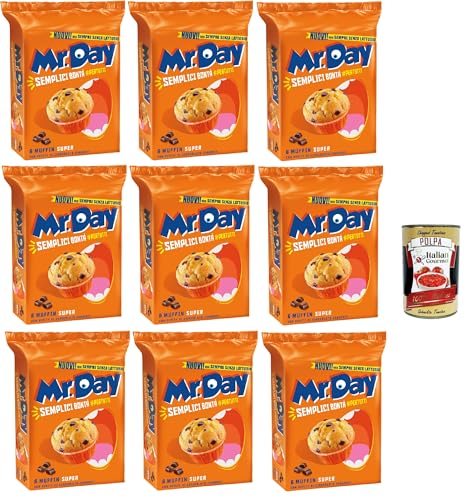 Mr.Day - Muffin mit dunklem Schokoladenpfeffer, laktosefreier und palmenfreier Vortrag Merendin, ideal zum Frühstück, Snacks oder Frühstück, 10x 300 g + Italian Gourmet polpa 400g von Italian Gourmet E.R.