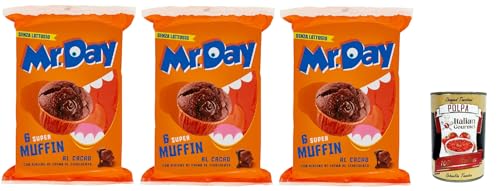 Mr.Day - Super Kakao Muffin mit Schokoladenfüllung, laktosefreier und palmölfreier Snack, ideal zum Frühstück, Snack oder Nachmittag, 3x 300 gr + Italian Gourmet polpa 400g von Italian Gourmet E.R.