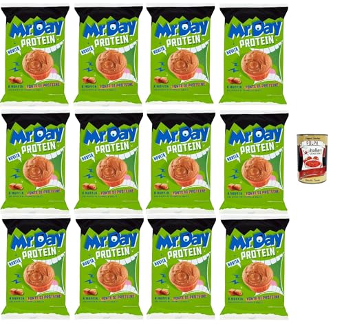 Mr.Day - Super-Protein-Muffin mit gesalzener Karamellfüllung, Snack-Proteinquelle, ideal für Frühstück, Snack oder Nachmittag, 12x 252 gr + Itlaian Gourmet polpa 400g von Italian Gourmet E.R.