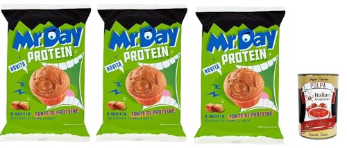 Mr.Day - Super-Protein-Muffin mit gesalzener Karamellfüllung, Snack-Proteinquelle, ideal für Frühstück, Snack oder Nachmittag, 3x 252 gr + Itlaian Gourmet polpa 400g von Italian Gourmet E.R.