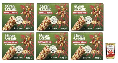 Mulino Bianco, Gran Cereale - Snack, Riegel mit 4 Getreide Mandeln und Blaubeeren - Frühstück und süße Snacks- 6x 125 gr + Italian Gourmet polpa 400g von Italian Gourmet E.R.