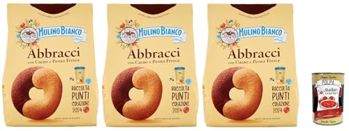 Mulino Bianco Abbracci Biscotti con Cacao e Panna Fresca, Kekse mit Kakao und frische Sahne, biscuits cookies 3x 700 g + Italian Gourmet polpa 400g von Italian Gourmet E.R.