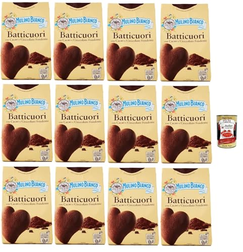 Mulino Bianco Batticuori Biscotti Con Cacao E Cioccolato, Kakao- und Schokoladenkekse, biscuits cookies, 12x 350g + Italian Gourmet polpa 400g von Italian Gourmet E.R.