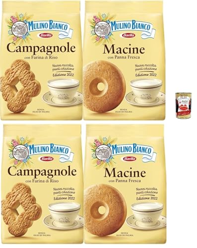 Mulino Bianco Biscotti Frollini Campagnole, Frühstück voller Geschmack, 2x 700g & Biscotti Frollini Macine Kekse mit frischer Sahne, Frühstück voller Geschmack, 2x 800g + Italian Gourmet polpa 400g von Italian Gourmet E.R.