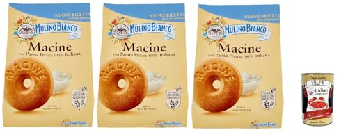 Mulino Bianco Biscotti Frollini Macine con Panna Fresca, Kekse mit frischen 100% italienischen Milch, Ohne Palmöl, Frühstück voller Geschmack, buscits cookies 3x 800 g + Italian Gourmet polpa 400 g von Italian Gourmet E.R.