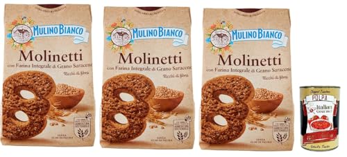 Mulino Bianco Biscotti Frollini Molinetti con Grano Saraceno, 100% Farina Integrale, Kekse mit 100% vollem Mehl, Frühstück voller Faser und Geschmack, 3x 350 g + italian Gourmet polpa 400g von Italian Gourmet E.R.