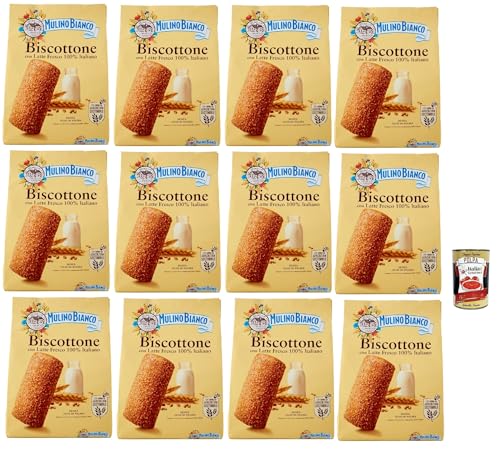 Mulino Bianco Biscottone Biscotti con Latte Fresco 100% italiano, Kekse mit frischer Milch 100% Italienisch, biscuits cookies 12x 700 g + Italian Gourmet polpa 400g von Italian Gourmet E.R.