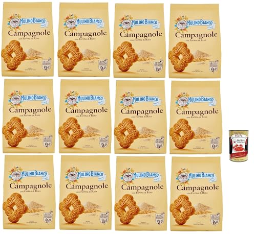 Mulino Bianco Campagnole Biscotti con Farina di Riso, Kekse mit Reismehl, biscuits cookies, 12x 700 g + Italian Gourmet polpa 400g von Italian Gourmet E.R.