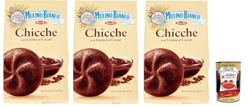 Mulino Bianco Chicche kakao, Biscotti Con Crema Al Cacao, Kakaocreme Kekse, biscuits cookies, 3x 200g + Italian Gourmet polpa 400g von Italian Gourmet E.R.