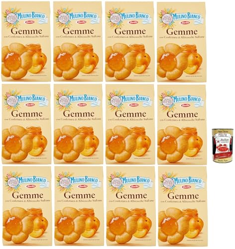 Mulino Bianco Dolcetti Gemme Follini -Kekse mit 100% italienischer Aprikosenmarmelade, 12x 200 g + Italian Gourmet polpa 400 g von Italian Gourmet E.R.