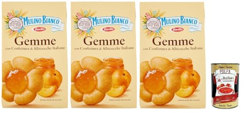 Mulino Bianco Dolcetti Gemme Follini -Kekse mit 100% italienischer Aprikosenmarmelade, 3x 200 g + Italian Gourmet polpa 400 g von Italian Gourmet E.R.