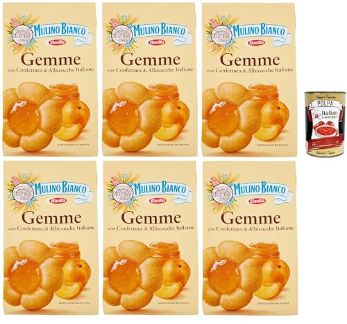 Mulino Bianco Dolcetti Gemme Follini -Kekse mit 100% italienischer Aprikosenmarmelade, 6x 200 g + Italian Gourmet polpa 400 g von Italian Gourmet E.R.