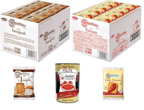 Mulino Bianco Fette Biscottate le Integrali & Le Dorate – Packung mit 200 Stück (3400 g)+ Italian Gourmet Polpa 400g von Italian Gourmet E.R.