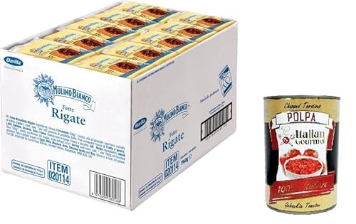 Mulino Bianco Fette Biscottate le Rigate – Packung mit 100 Stück (1960 g)+ Italian Gourmet Polpa 400g von Italian Gourmet E.R.