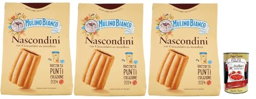 Mulino Bianco Nascondini Biscotti con Cioccolato da Mordere, Kekse mit Schokolade in Stücken zum Bissen, cookies biscuits, 3x 600 g + Italian Gourmet polpa 400g von Italian Gourmet E.R.