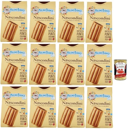 Mulino Bianco Nascondini Shortbread Kekse mit Schokolade zum Anbeißen biscuits cookies, 12x 330 g + Italian gourmet polpa 400g von Italian Gourmet E.R.