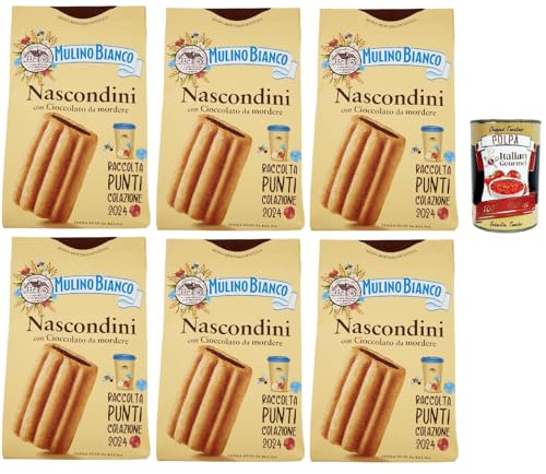 Mulino Bianco Nascondini Shortbread Kekse mit Schokolade zum Anbeißen biscuits cookies, 6x 330 g + Italian gourmet polpa 400g von Italian Gourmet E.R.