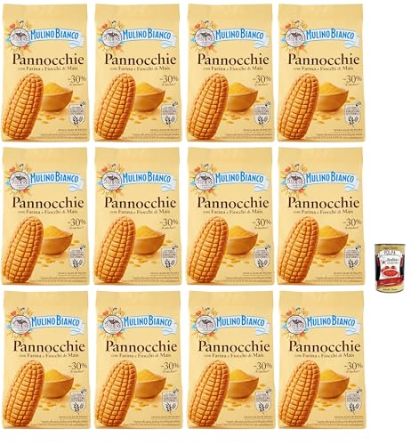 Mulino Bianco Pannocchie Biscotti con Farina di Mais, Kekse aus Maismehl, biscuits cookies, 12x 350 g + Italian Gourmet polpa 400g von Italian Gourmet E.R.