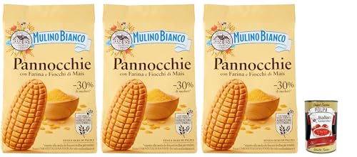 Mulino Bianco Pannocchie Biscotti con Farina di Mais, Kekse aus Maismehl, biscuits cookies, 3x 350 g + Italian Gourmet polpa 400g von Italian Gourmet E.R.