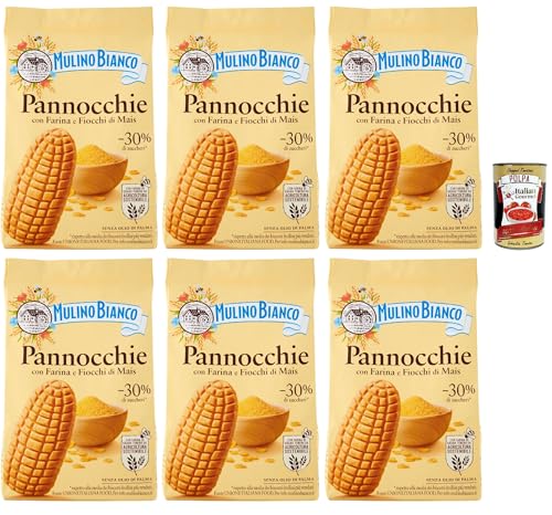 Mulino Bianco Pannocchie Biscotti con Farina di Mais, Kekse aus Maismehl, biscuits cookies, 6x 350 g + Italian Gourmet polpa 400g von Italian Gourmet E.R.