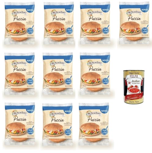 Mulino Bianco Puccia, brot panini mit nativem Olivenöl extra und Sauerteig, bread 10x 200gr + Italian Gourmet polpa 400g von Italian Gourmet E.R.