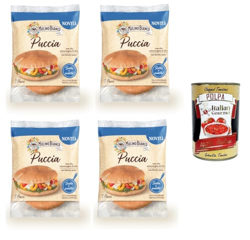 Mulino Bianco Puccia mit nativem Olivenöl extra und Sauerteig 4x200gr+ Italian Gourmet polpa 400g von Italian Gourmet E.R.