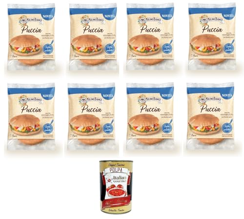 Mulino Bianco Puccia mit nativem Olivenöl extra und Sauerteig 8x200gr+ Italian Gourmet polpa 400g von Italian Gourmet E.R.