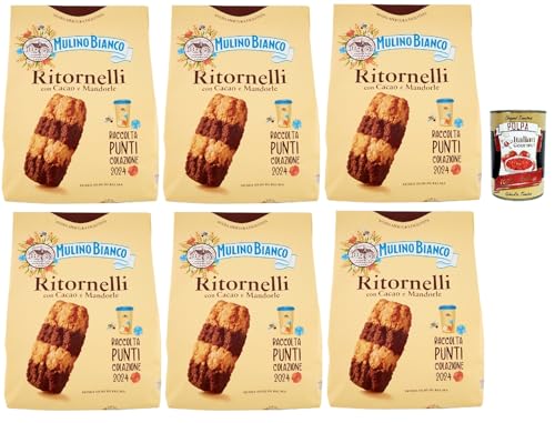 Mulino Bianco Ritornelli Biscotti con Cacao e Mandorle, Kekse mit Kakao und Mandeln, Palmölfreies, leckeres Frühstück, 6x 700 g + Italian Gourmet polpa 400g von Italian Gourmet E.R.