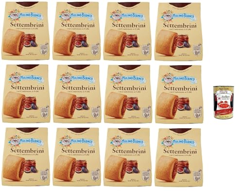 Mulino Bianco Settembrini Biscotti con Confettura di Fichi, Kekse mit Feigenmarmelade, biscuits, cookies, 12x 300g + Italian Gourmet polpa 400g von Italian Gourmet E.R.