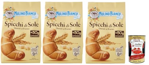 Mulino Bianco Spicchi di Sole Biscotti Dorati al Forno,Goldene gebackene Kekse,biscuits cookies, 3x 400g + Italian Gourmet polpa 400g von Italian Gourmet E.R.