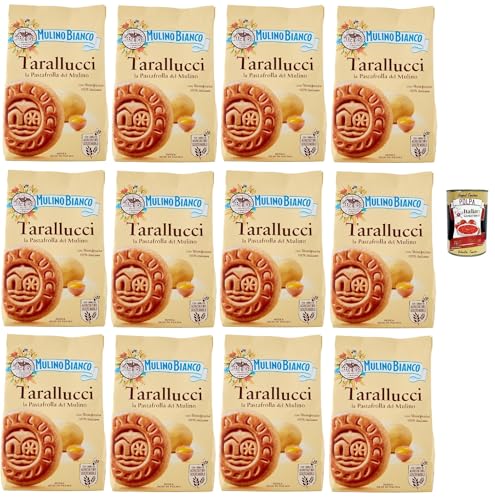 Mulino Bianco Tarallucci Biscotti con Uova Fresche 100% italiane, Kekse mit 100% frischen italienischen Eiern, biscuits, cookies, 12x 350 g + Italian Gourmet polpa 400g von Italian Gourmet E.R.