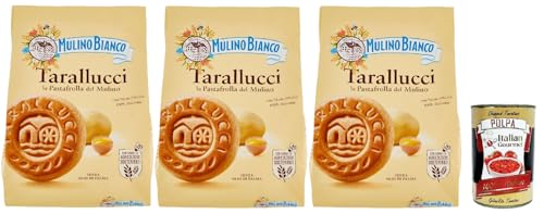 Mulino Bianco Tarallucci Biscotti con Uova Fresche 100% italiane, Kekse mit 100% frischen italienischen Eiern, biscuits, cookies, 3x 800 g + Italian Gourmet polpa 400g von Italian Gourmet E.R.