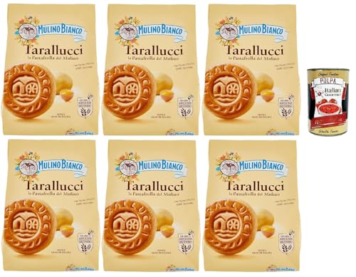 Mulino Bianco Tarallucci Biscotti con Uova Fresche 100% italiane, Kekse mit 100% frischen italienischen Eiern, biscuits, cookies, 6x 800 g + Italian Gourmet polpa 400g von Italian Gourmet E.R.