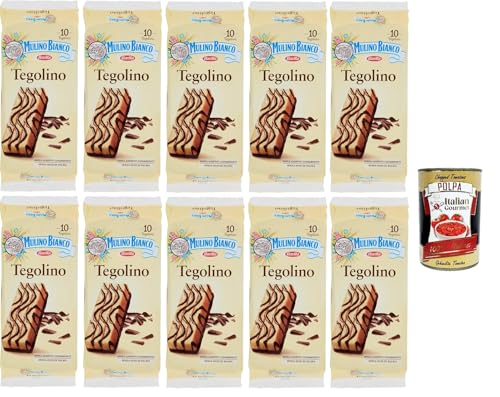 Mulino Bianco Tegolini con Crema al Cacao Magro, Magro Kakao Creme snacl Kuchen, 10x 350g + Italian Gourmet polpa 400g von Italian Gourmet E.R.