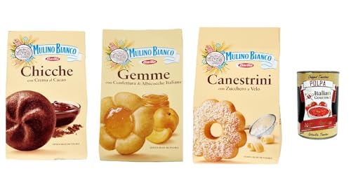 Mulino Bianco Testpaket Kekse Canestrini - Gemme - Chicche , cookies biskuits 3x200g + Italian Gourmet polpa 400g von Italian Gourmet E.R.