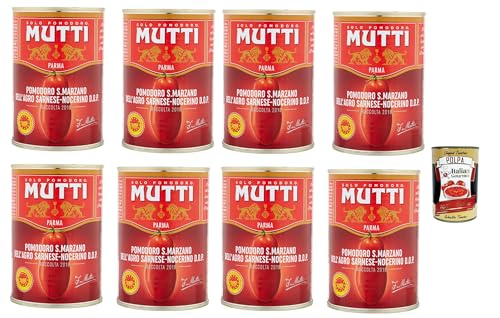 Mutti Pelati San Marzano DOP 400g, San Marzano Dop -Schälte Tomaten Tomatoes Italian Sauce 8x 400g + Italian Gourmet Polpa 400 g von Italian Gourmet E.R.