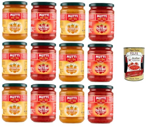 Mutti Pomodori Datterini Gialli & Rossi Interi in Succo Whole Yellow & Red Datterini Tomatoes in Juice Ganze gelbe Datterini-Tomaten in Saft 12x .350Gr+ Italian Gourmet polpa 400g von Italian Gourmet E.R.