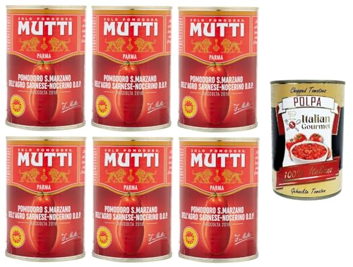 Mutti Pomodoro San Marzano Dell'Agro Sarnese-Nocerino D.O.P S. Marzano-Tomate vom Agro Sarnese-Nocerino 6x 400gr + Italian Gourmet polpa 400g von Italian Gourmet E.R.