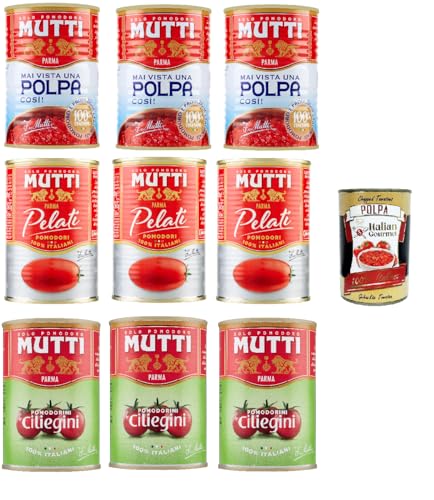 Mutti Testpaket, Pelati, pomodorini, polpa di Pomodoro Tomato Pulp Tomato Sauce 100% Italian 9x 400 + Italian Gourmet polpa 400g von Italian Gourmet E.R.