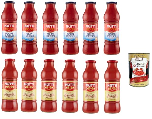 Mutti Testpaket Passata di Pomodoro (6 x 700g) Polpa Rustica (6 x 690g), Tomatenpulpe Tomatensauce Tomaten 100% Italienisch + Italian Gourmet polpa 400g von Italian Gourmet E.R.