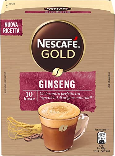 NESCAFÉ GOLD Ginseng Pulvermischung für Getränke mit Milch, Kaffee und Ginseng,10 Beutel à 7g (70 g) + Italian Gourmet Polpa di Pomodoro 400g Dose von Italian Gourmet E.R.