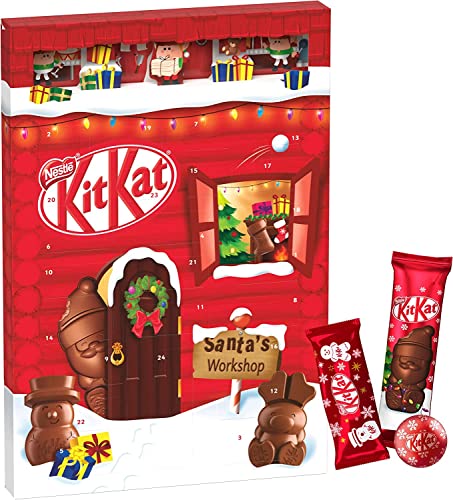 NESTLÉ KITKAT Calendario dell'Avvento Adventskalender Schokolade mit 3D-Effekt, Weihnachtskalender mit 24 Schokoladenfiguren und Kugeln mit Knusperstückchen, 6er Pack (6 x 208g) von Italian Gourmet E.R.