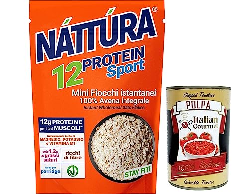 Náttúra Protein Sport,Mini-Instant-Haferflocken, 100% Vollkornhafer, ideal für die Zubereitung von Instant-Porridge,350g + Italian Gourmet Polpa di Pomodoro 400g Dose von Italian Gourmet E.R.