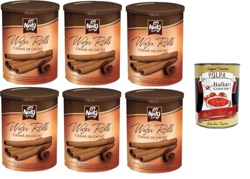 Naty Premium Wafers Rolls Cremà de Cacao Waffeln, Brötchen, Kakaocreme 6x 400gr + Italian Gourmet polpa 400g von Italian Gourmet E.R.