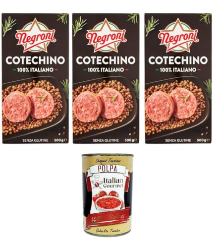 Negroni Cotechino 100% Italiano italienischer glutenfreier Cotechino 3x500gr + Italian Gourmet polpa 400g von Italian Gourmet E.R.