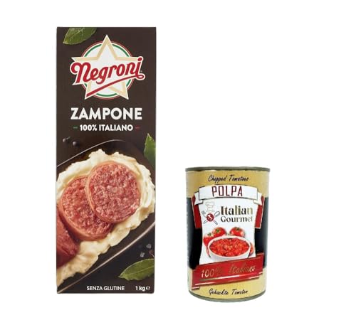 Negroni Zampone 100% Italiano senza glutine 100 % italienischer glutenfreier Zampone 1kg + Italian Gourmet polpa 400g von Italian Gourmet E.R.