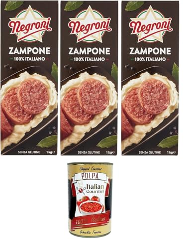 Negroni Zampone 100% Italiano senza glutine 100 % italienischer glutenfreier Zampone 3x1kg + Italian Gourmet polpa 400g von Italian Gourmet E.R.