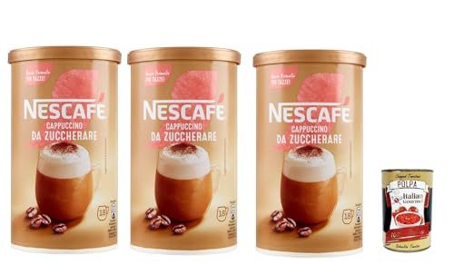 Nescafé cappuccino solubile da zuccherare barattolo, Cappuccino löslich zu süßen, 3x 225g + Italian Gourmet polpa 400g von Italian Gourmet E.R.